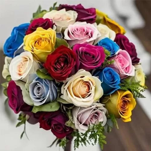 Beautiful 24 Mixed Color Roses Bouquet