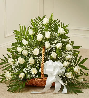 Charming White Roses in a Basket