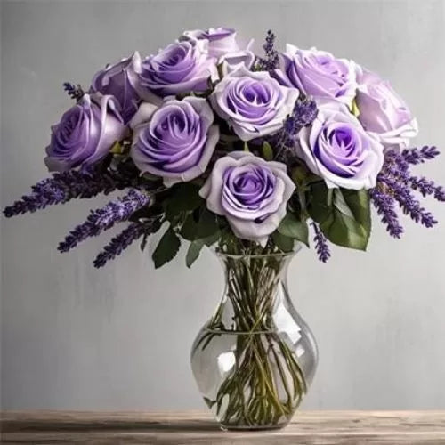 Elegant Lavender Roses in Vase