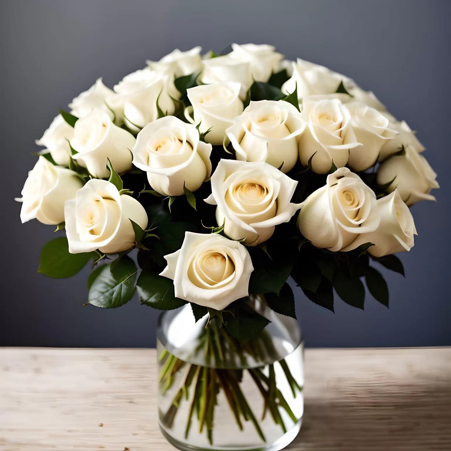 Elegant Large White Roses in Vase