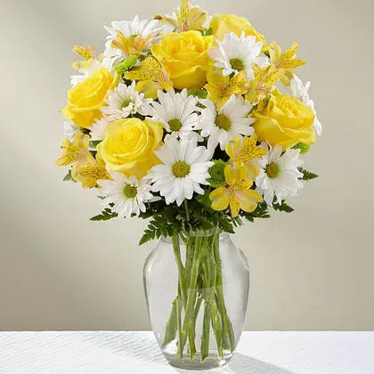 Exquisite Yellow Roses in a Vase