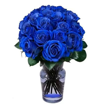 Premium 21 Blue Roses in a Vase