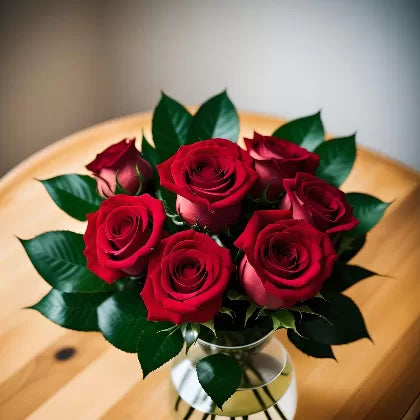 6 Captivating Red Roses in a Vase